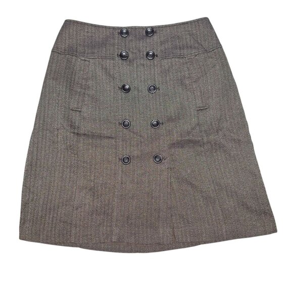 Apt 9 Skirt Womens Size 10 Brown Buttons Zip Side 16W‎ x 23L A Line Academia - Picture 1 of 7